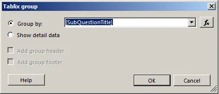 Group on the SubQuestionTitle field