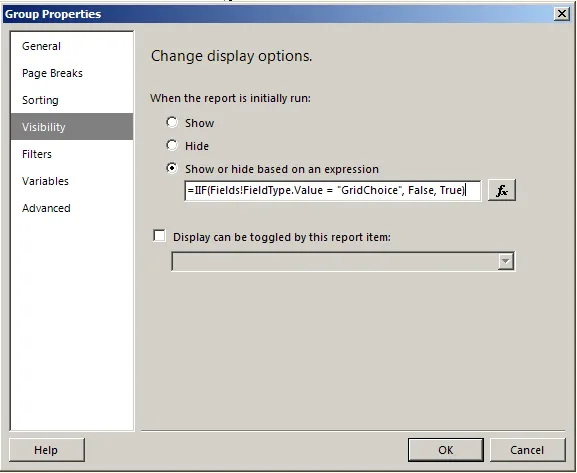 Set the group visibility