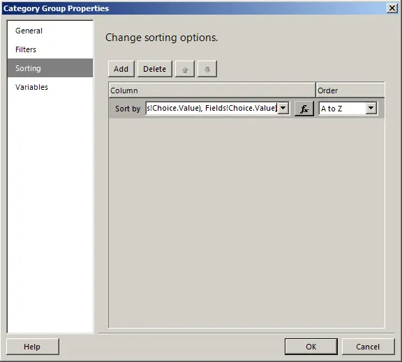 Edit sorting properties