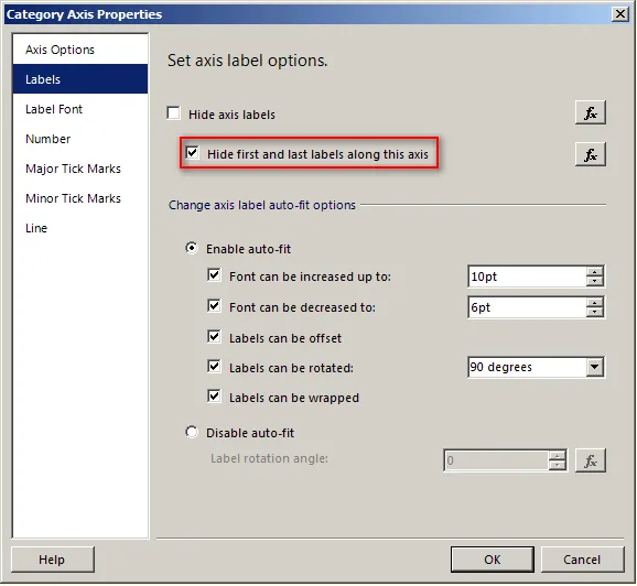 Edit X-Axis properties