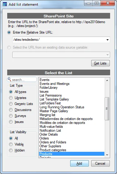 Add a new List statement