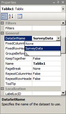 Set the DataSetName property