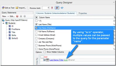 Coming in ERSDE 3.9 – support for multi-value parameters in the query designer