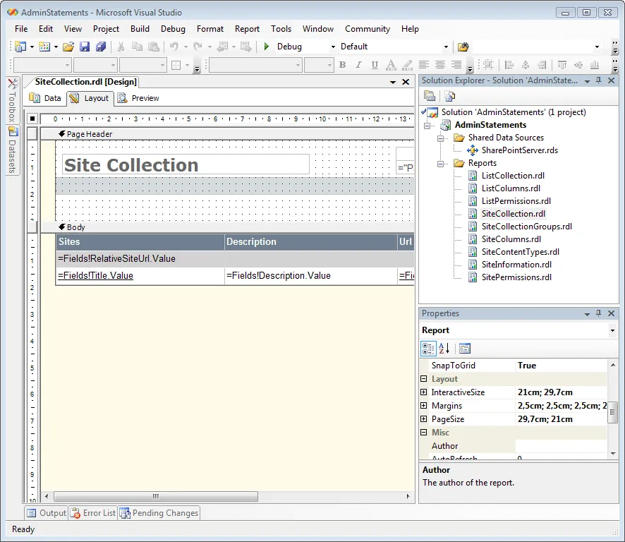 Admin Statements Report Solution
