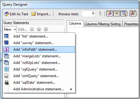 Add InfoPath Statement