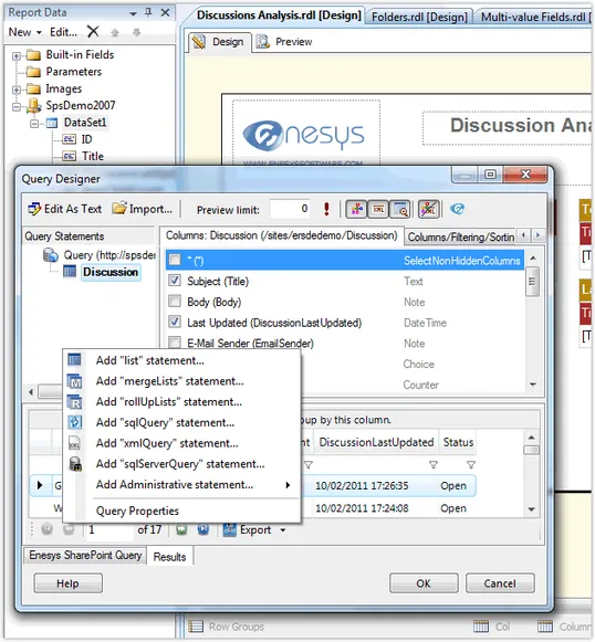 Quick Tour: Reporting Services Integration