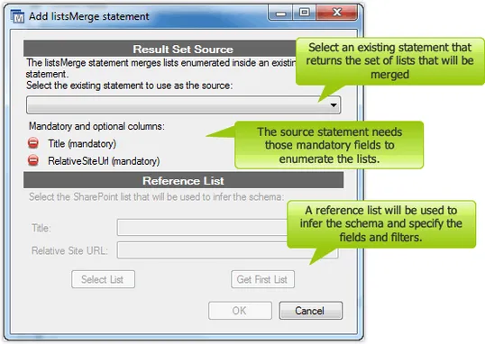 Quick Tour: Merge a set of Lists