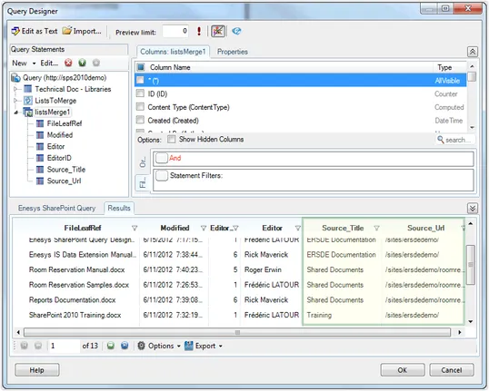 Quick Tour: Merge a set of Lists