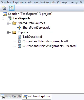 Reporting Solution - solution explorer