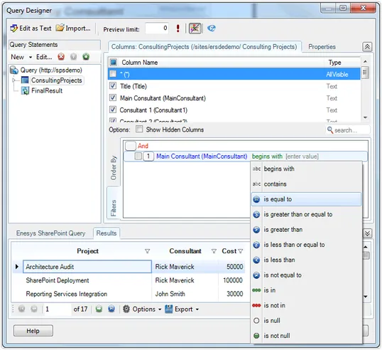 Quick Tour: Visual Query Designer